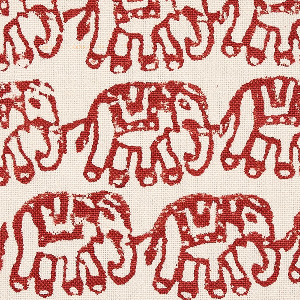 Ellies Hand Block Print Fabric – Cotton-Linen Elephants Pattern