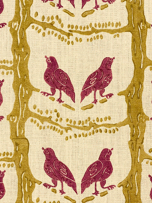 Bird Chatter Linen Fabric