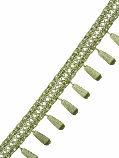 Trousseau Tape – Beaded Tassel Fringe Trim, Light Green