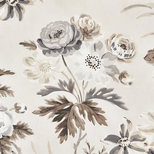 Cecil Chintz Fabric – Painterly Medium-Scale Floral Cotton - grisaille