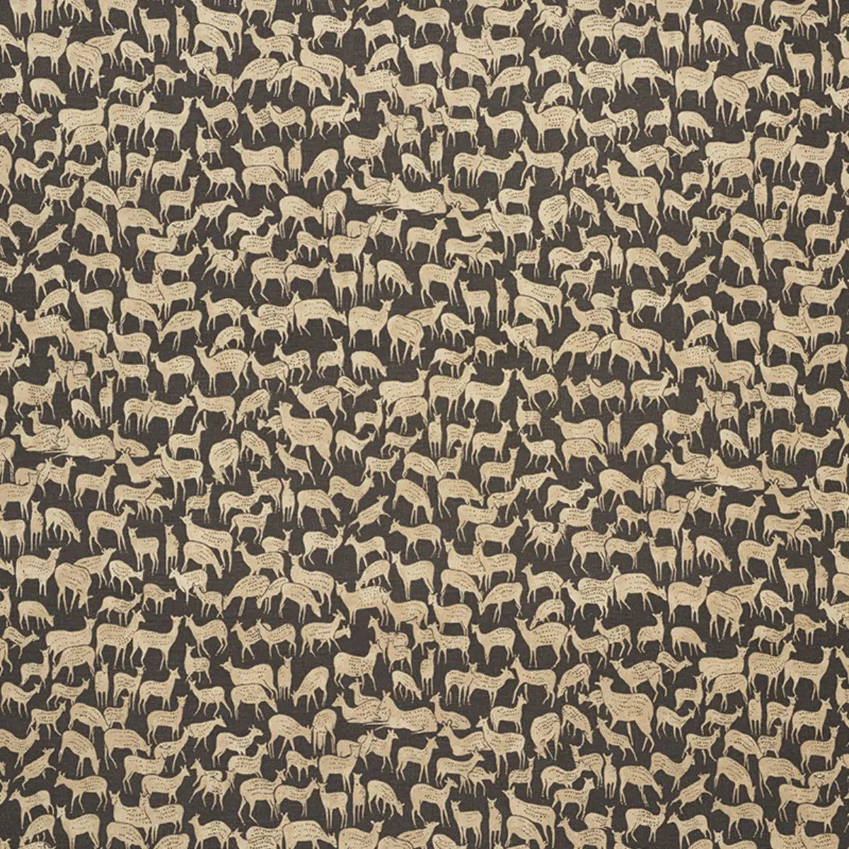 Fauna Fabric – UK Linen-Cotton Blend with Hand-Drawn Deer Pattern