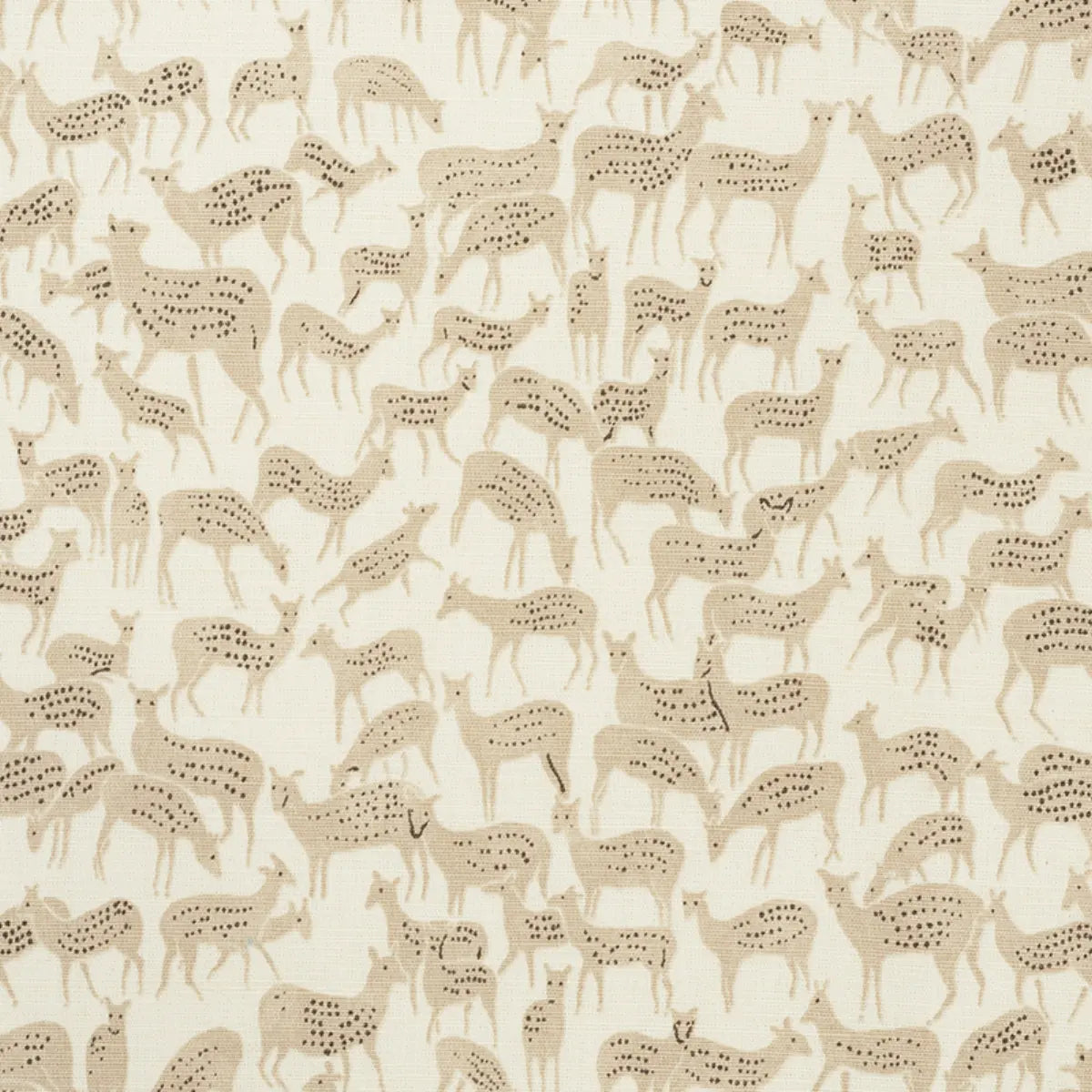 Fauna Fabric – UK Linen-Cotton Blend with Hand-Drawn Deer Pattern, Natural