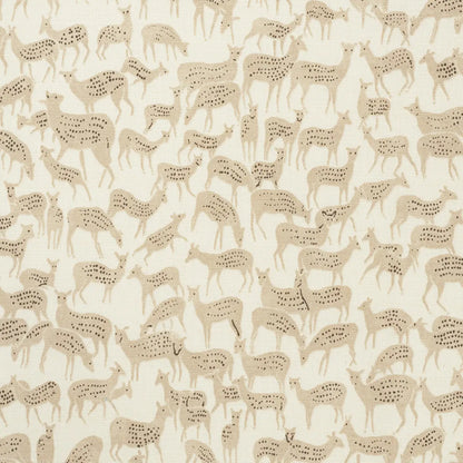 Fauna Fabric – UK Linen-Cotton Blend with Hand-Drawn Deer Pattern, Natural