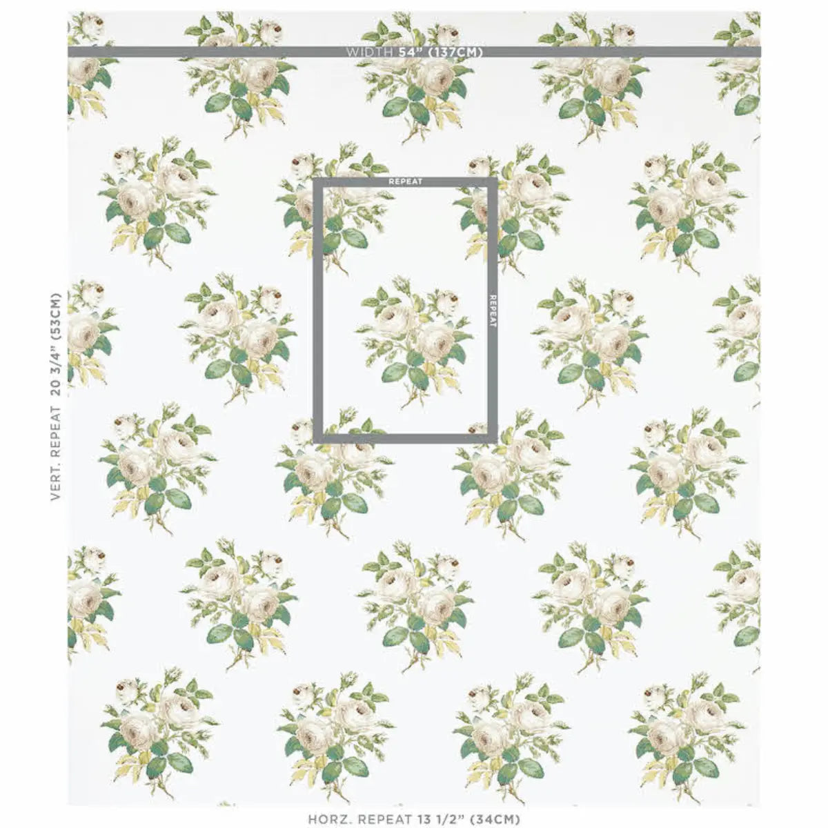 Loudon Rose Fabric – Romantic Painterly Cotton Rose Bouquet (54” Width)