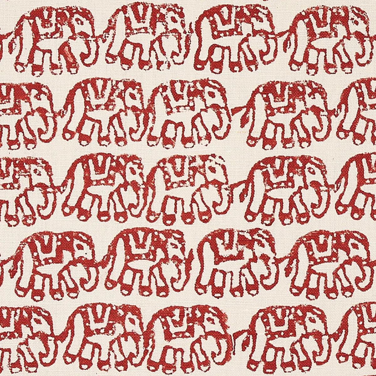 Ellies Hand Block Print Fabric – Cotton-Linen Elephants Pattern