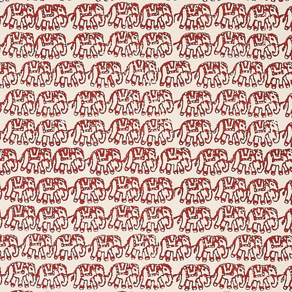 Ellies Hand Block Print Fabric – Cotton-Linen Elephants Pattern
