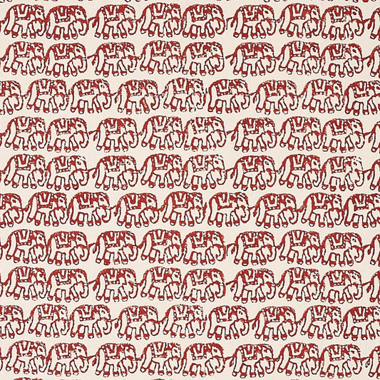 Ellies Hand Block Print Fabric – Cotton-Linen Elephants Pattern