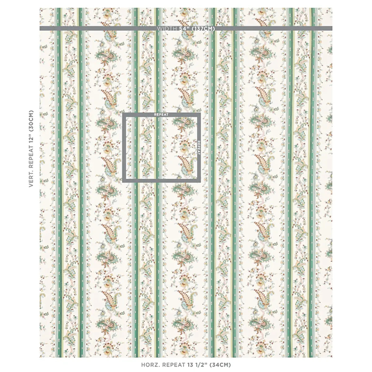Elena Paisley Stripe Fabric – Cotton-Linen Blend