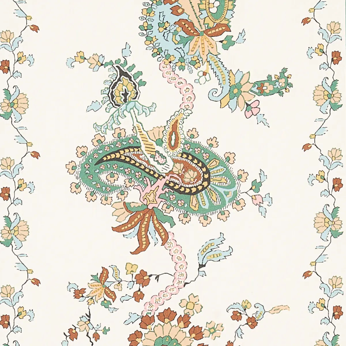Elena Paisley Stripe Fabric – Cotton-Linen Blend