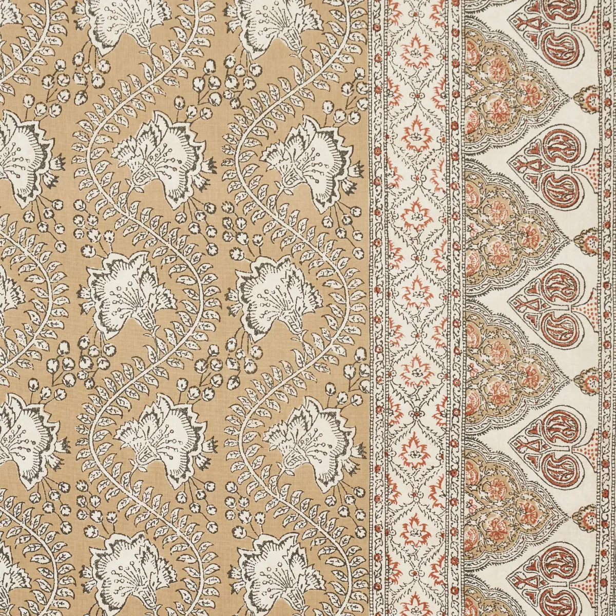 Tombay Fabric – Vintage-Inspired Vine Stripe 100% Cotton, Ochre