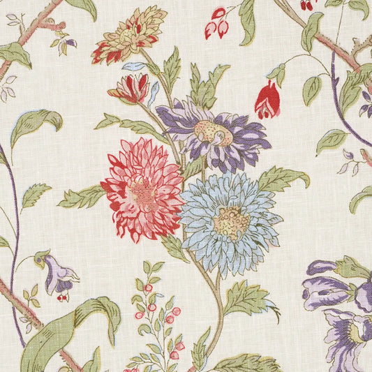 Giselle Floral Fabric – Romantic Clematis & Poppy Linen, Ivory