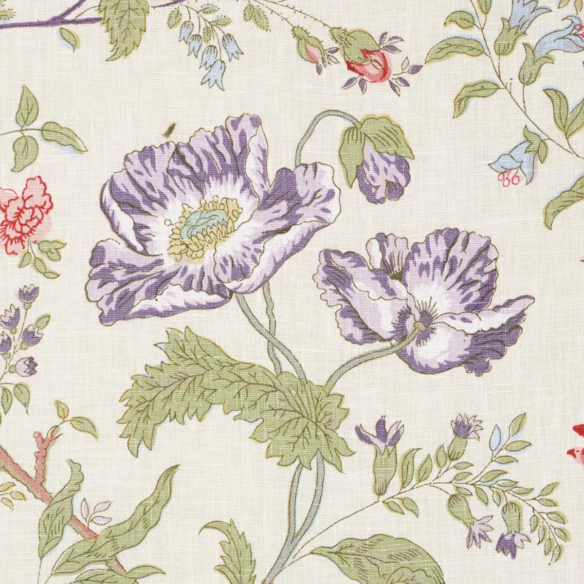 Giselle Floral Fabric – Romantic Clematis & Poppy Linen