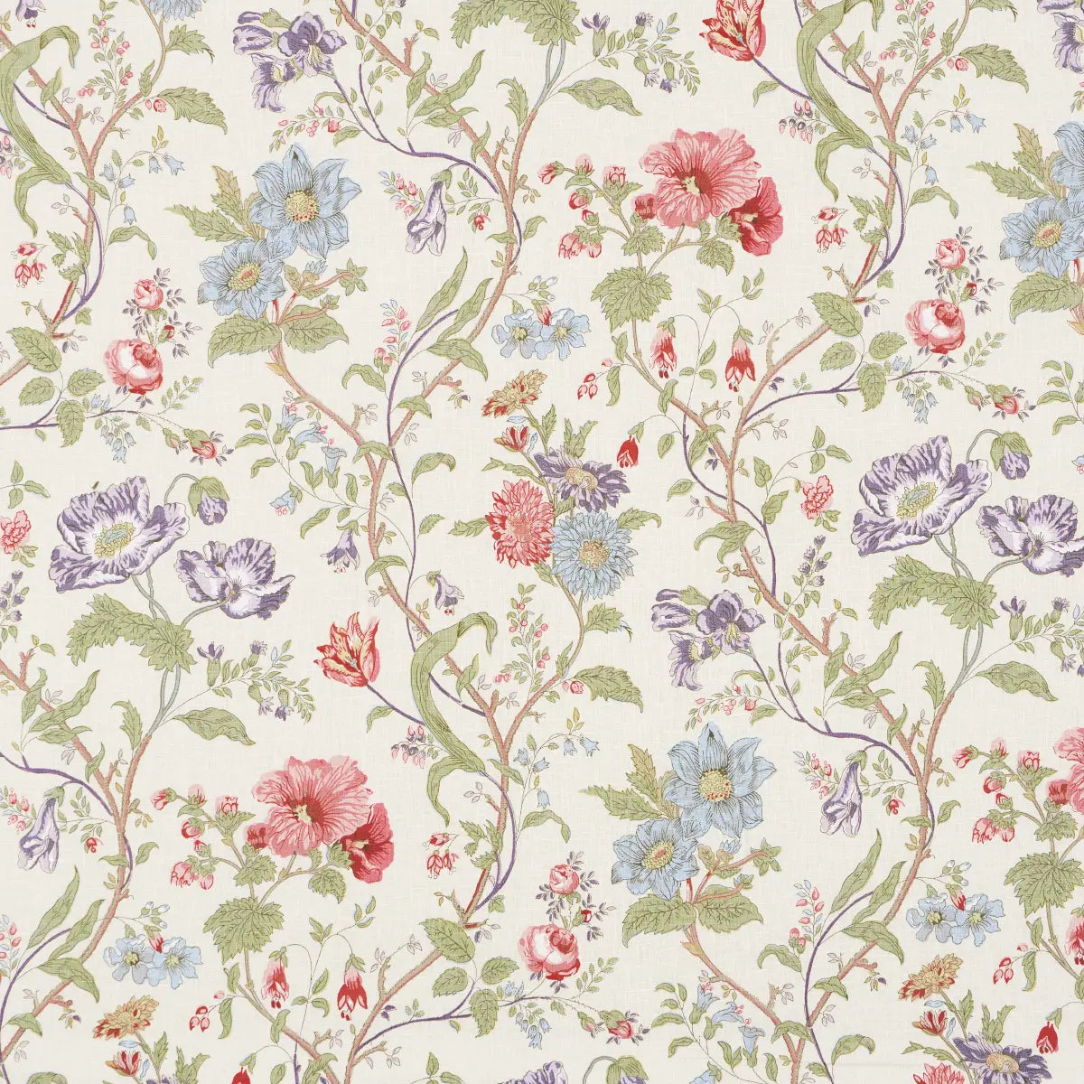 Giselle Floral Fabric – Romantic Clematis & Poppy Linen