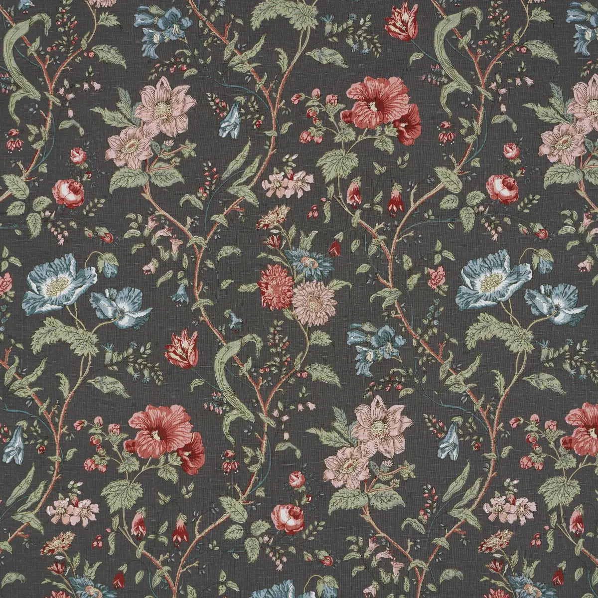 Giselle Floral Fabric – Romantic Clematis & Poppy Linen