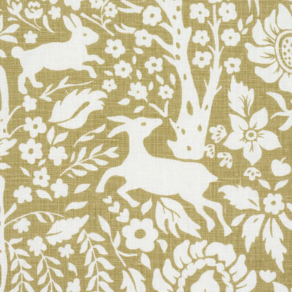Deerfield Fabric – Hand-Painted Woodland Critters 100% Linen