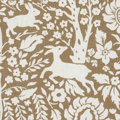 Deerfield Fabric – Hand-Painted Woodland Critters 100% Linen