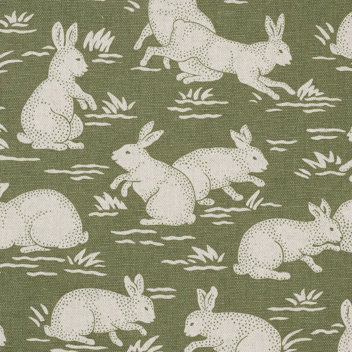 Cottontails Fabric – Belgian Cotton-Linen with Woodland Rabbit Pattern