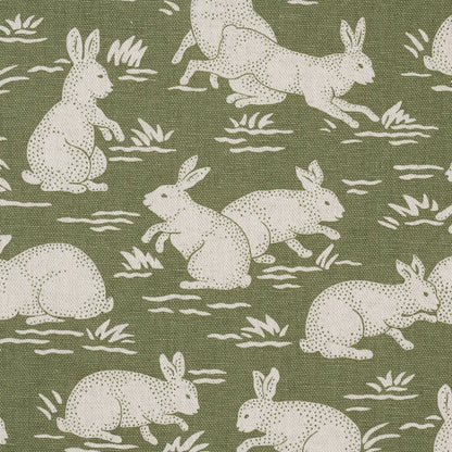 Cottontails Fabric – Belgian Cotton-Linen with Woodland Rabbit Pattern