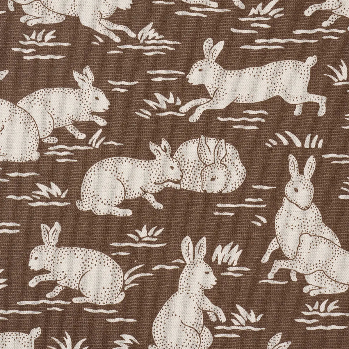 Cottontails Fabric – Belgian Cotton-Linen with Woodland Rabbit Pattern