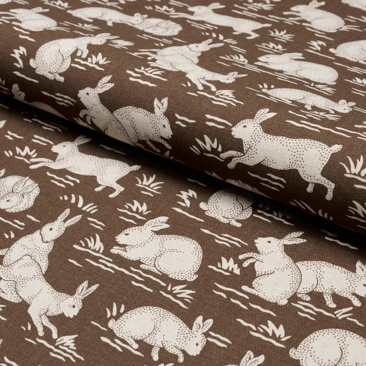 Cottontails Fabric – Belgian Cotton-Linen with Woodland Rabbit Pattern
