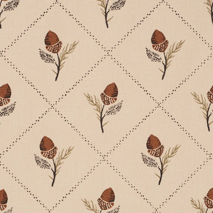 Holden Hand-Print Fabric – 100% Cotton Acorn Lattice Pattern