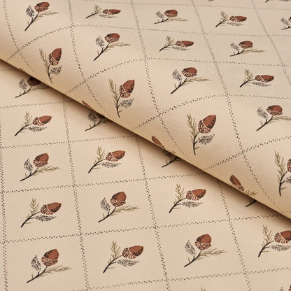 Holden Hand-Print Fabric – 100% Cotton Acorn Lattice Pattern