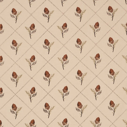 Holden Hand-Print Fabric – 100% Cotton Acorn Lattice Pattern
