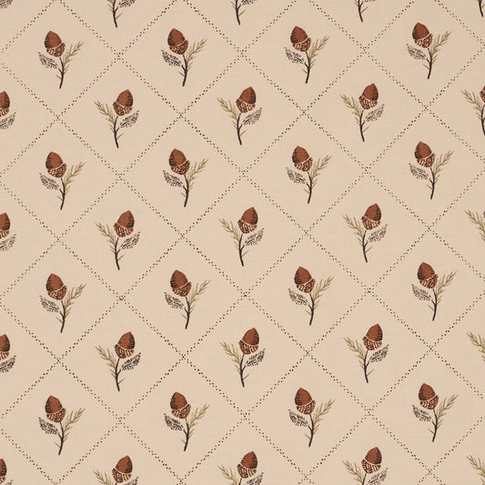 Holden Hand-Print Fabric – 100% Cotton Acorn Lattice Pattern