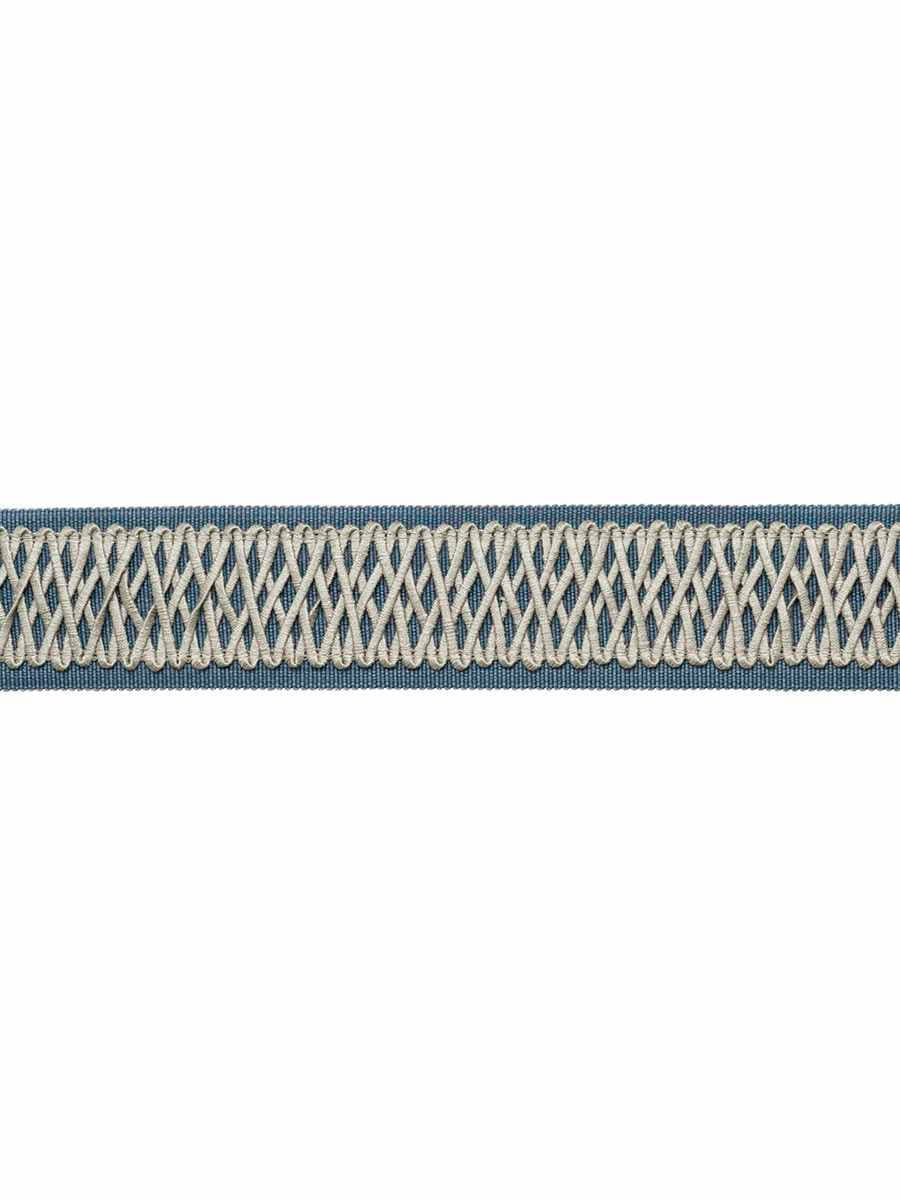 Corset Tape – Textured Lattice Border Trim, Blue
