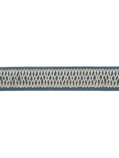 Corset Tape – Textured Lattice Border Trim, Blue