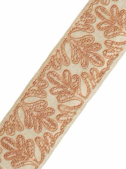 Tangerini Tape – Textured Linen-Blend Border Trim, Coral / Peach