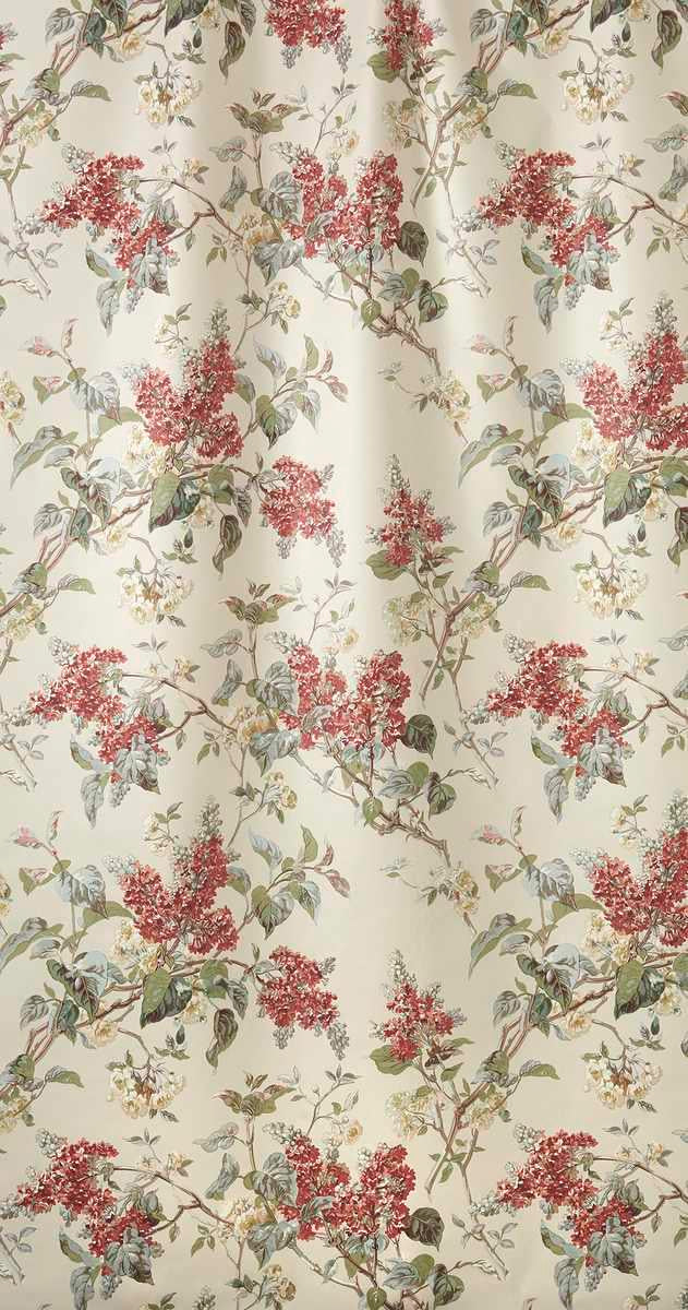 Lemoine Fabric – 100% Cotton Chintz, Light Green, Orange / Spice, Coral / Peach