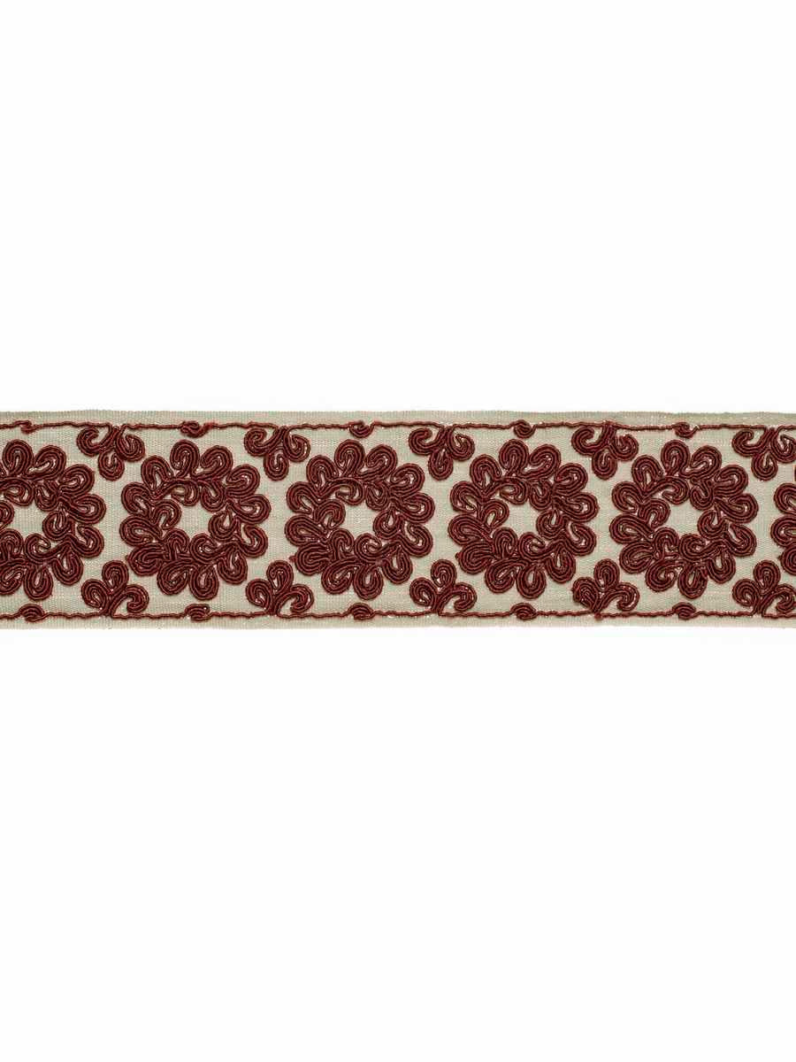 Fontenette Tape – Decorative Linen-Blend Border Tape, Red, Burgundy