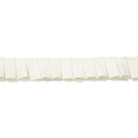 Colette Pleated Ruche Trim – Tailored Linen Accent, Blanc
