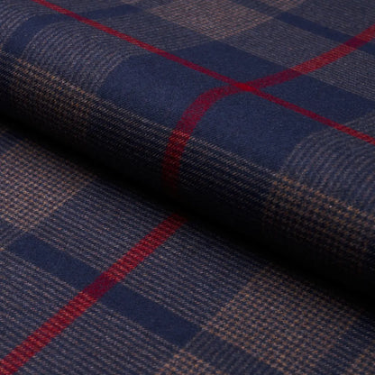 Montana Wool Plaid Fabric – Oxford Grey Houndstooth Check, Navy