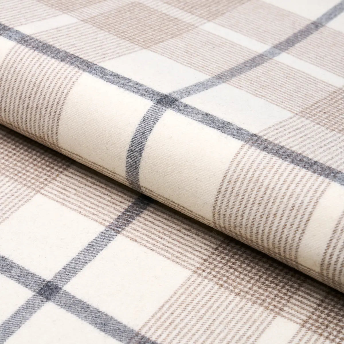 Montana Wool Plaid Fabric – Oxford Grey Houndstooth Check, Neutral