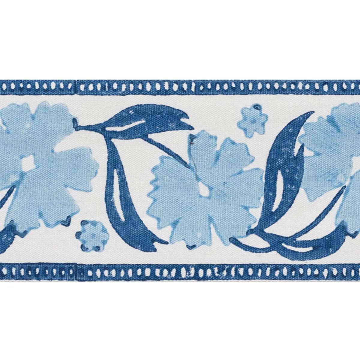 Adra Hand Blocked Tape – Decorative Floral Trim, Blues