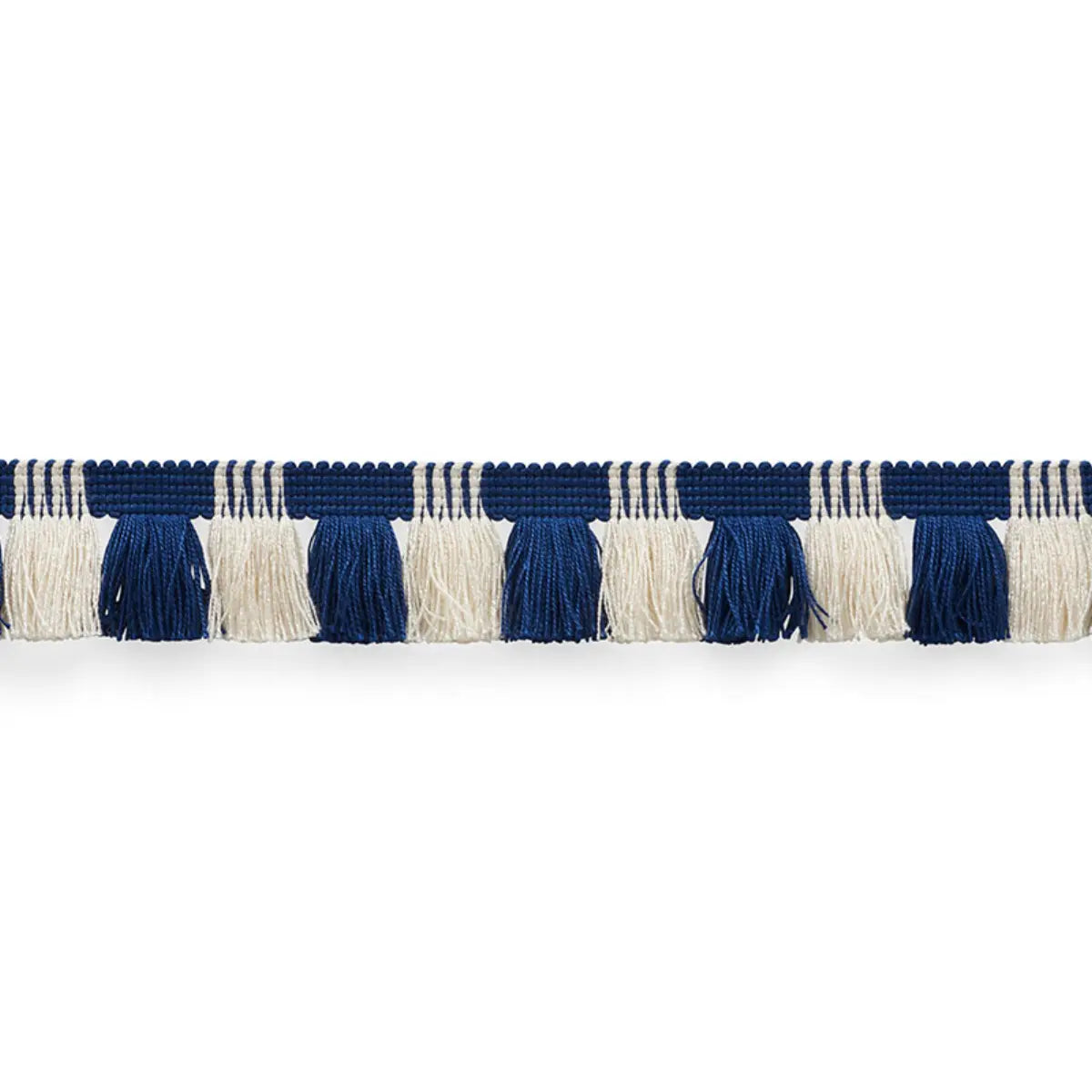 Juno Fringe – Two-Tone Cotton Blend Fringe, Cobalt & ivory