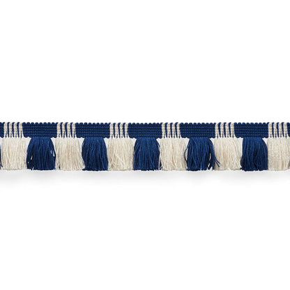Juno Fringe – Two-Tone Cotton Blend Fringe, Cobalt & ivory