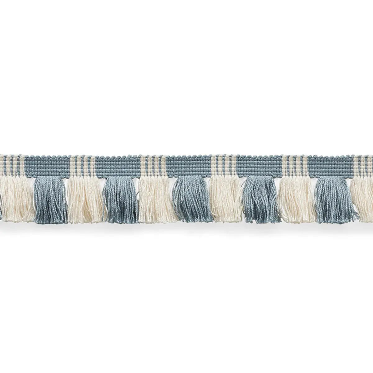 Juno Fringe – Two-Tone Cotton Blend Fringe, Sky & ivory
