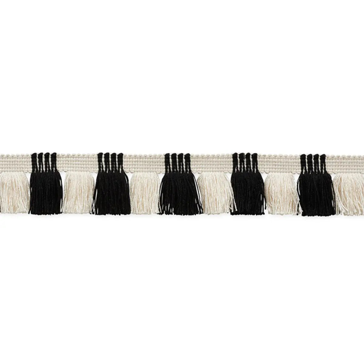 Juno Fringe – Two-Tone Cotton Blend Fringe, Black & ivory