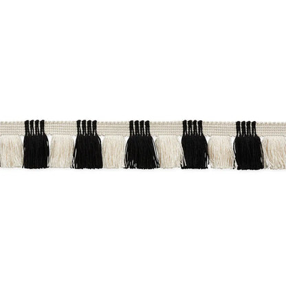 Juno Fringe – Two-Tone Cotton Blend Fringe, Black & ivory