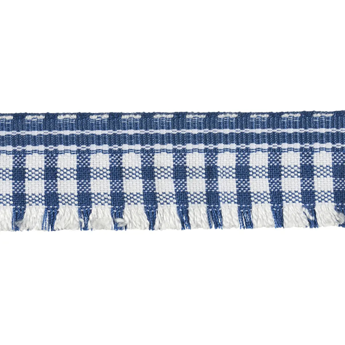 Rosaly Tape Narrow Trim – Gingham Fringe Accent, Blue