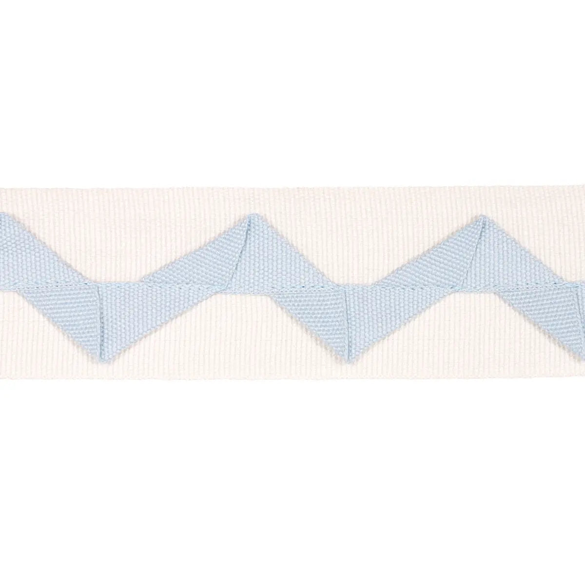 Lazare Applique Tape – Zigzag Trim, Sky on ivory
