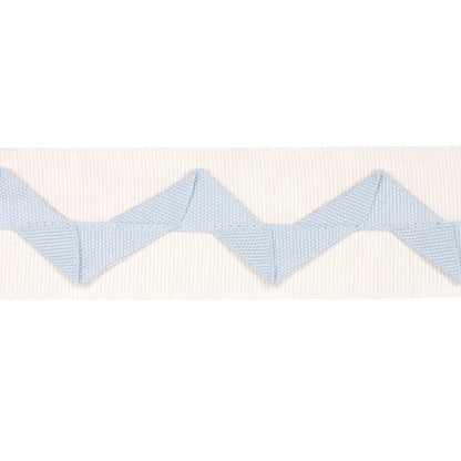 Lazare Applique Tape – Zigzag Trim, Sky on ivory