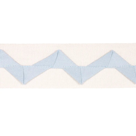 Lazare Applique Tape – Zigzag Trim, Sky on ivory