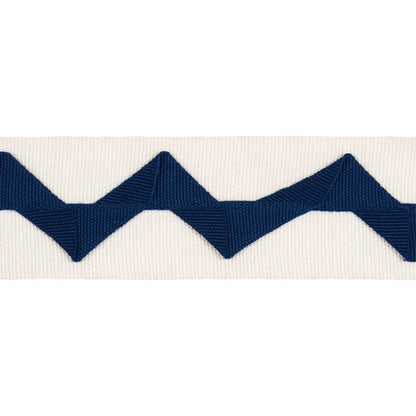 Lazare Applique Tape – Zigzag Trim, Navy on ivory