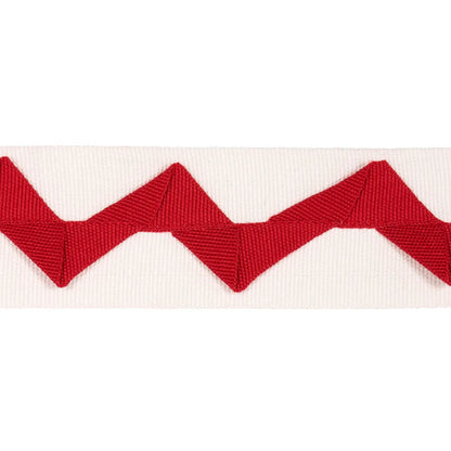 Lazare Applique Tape – Zigzag Trim, Red on ivory