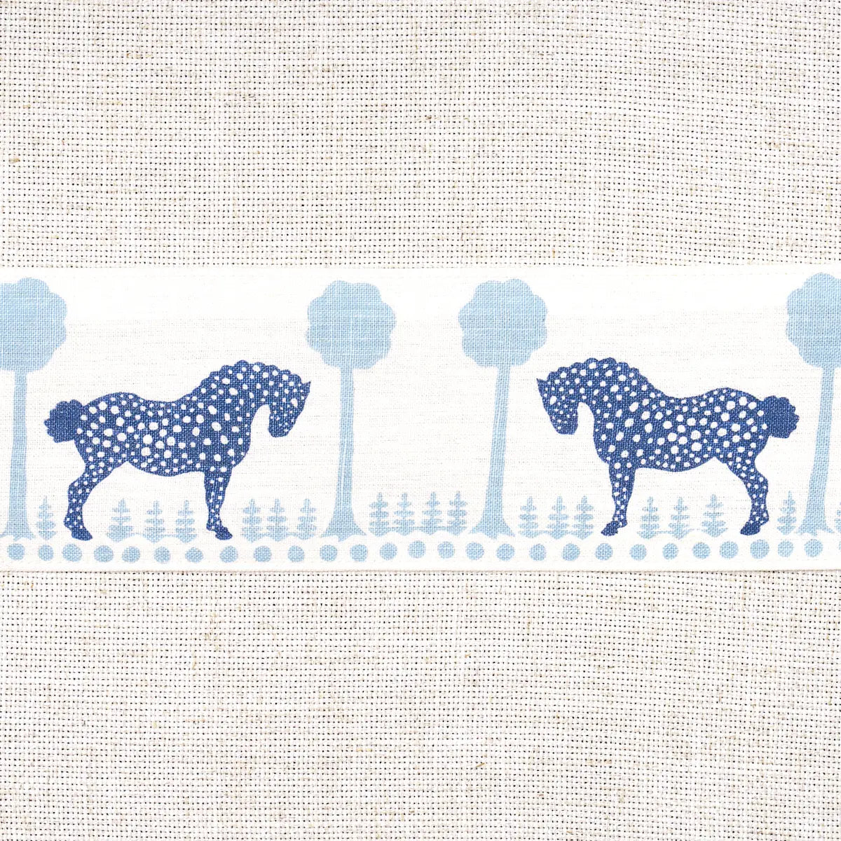 Polka Dot Pony Tape – Stylised Equine Motif Trim, Blue
