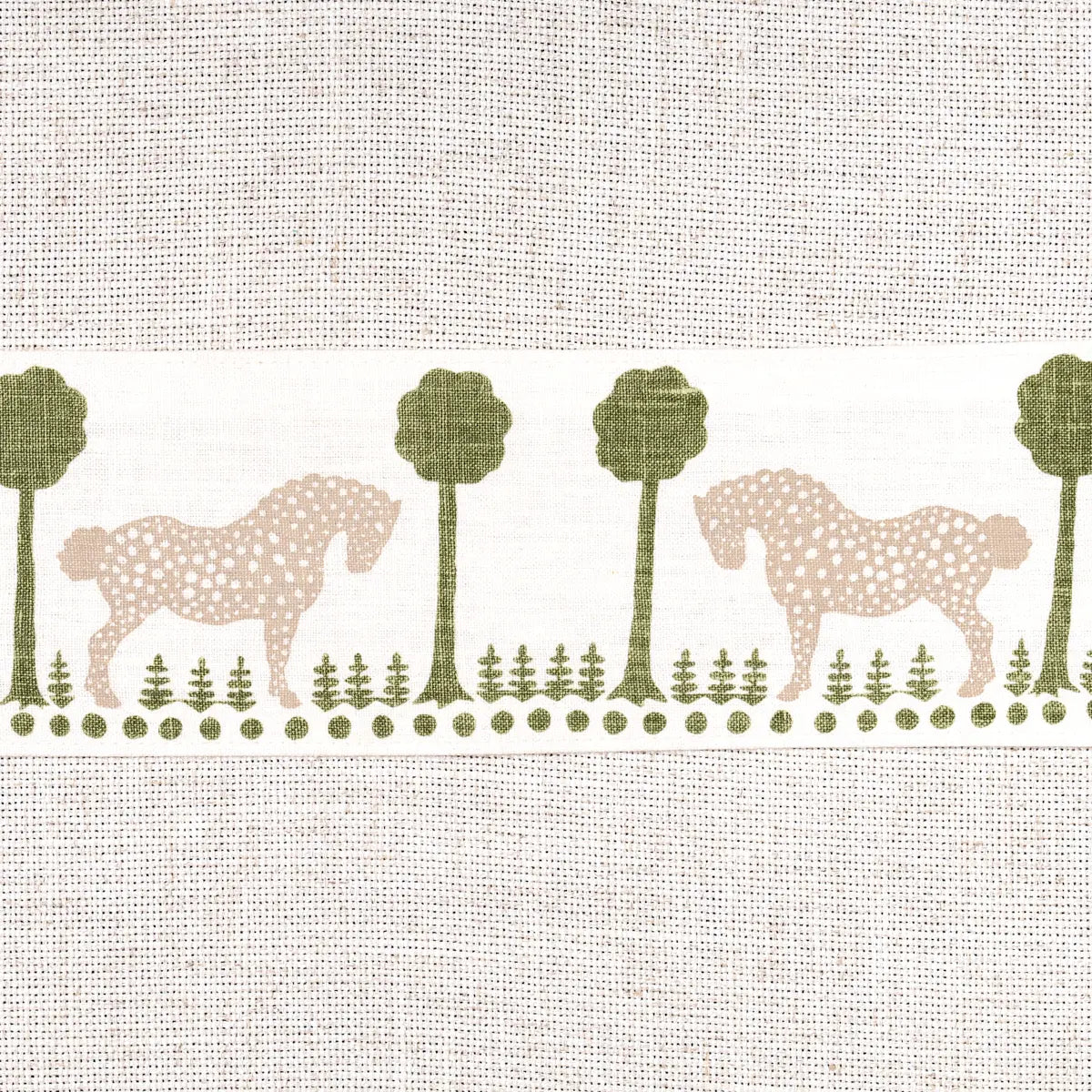 Polka Dot Pony Tape – Stylised Equine Motif Trim, Olive